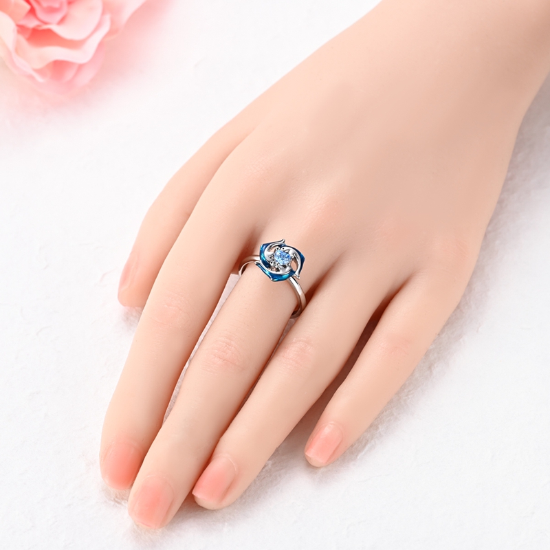 Women's 925 Sterling Silver Dolphin Parent Ring, Elegant